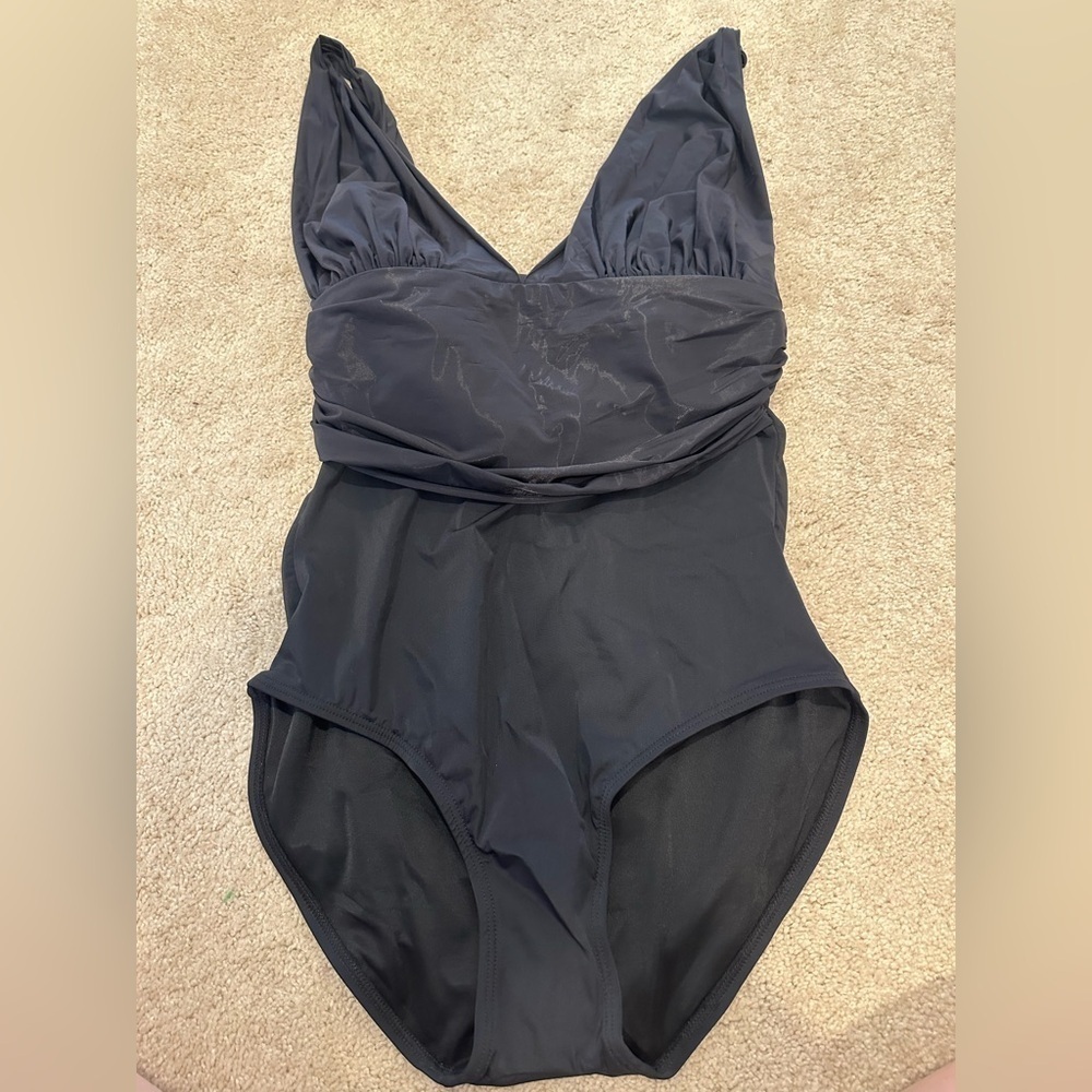 Spanx One Piece Swimsuit Bandeau-Bra Stretch Sheer Slimming 10 NWT